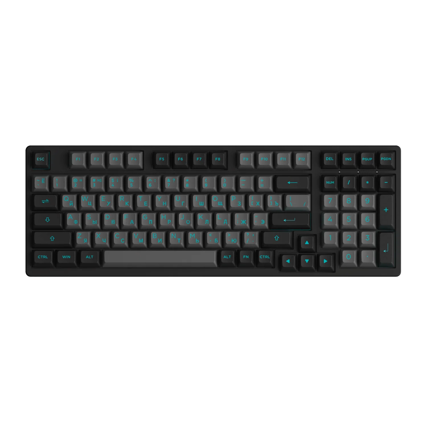 Black & Cyan Cyrillic Tastenkappen Set (98-Tasten) - Image 3