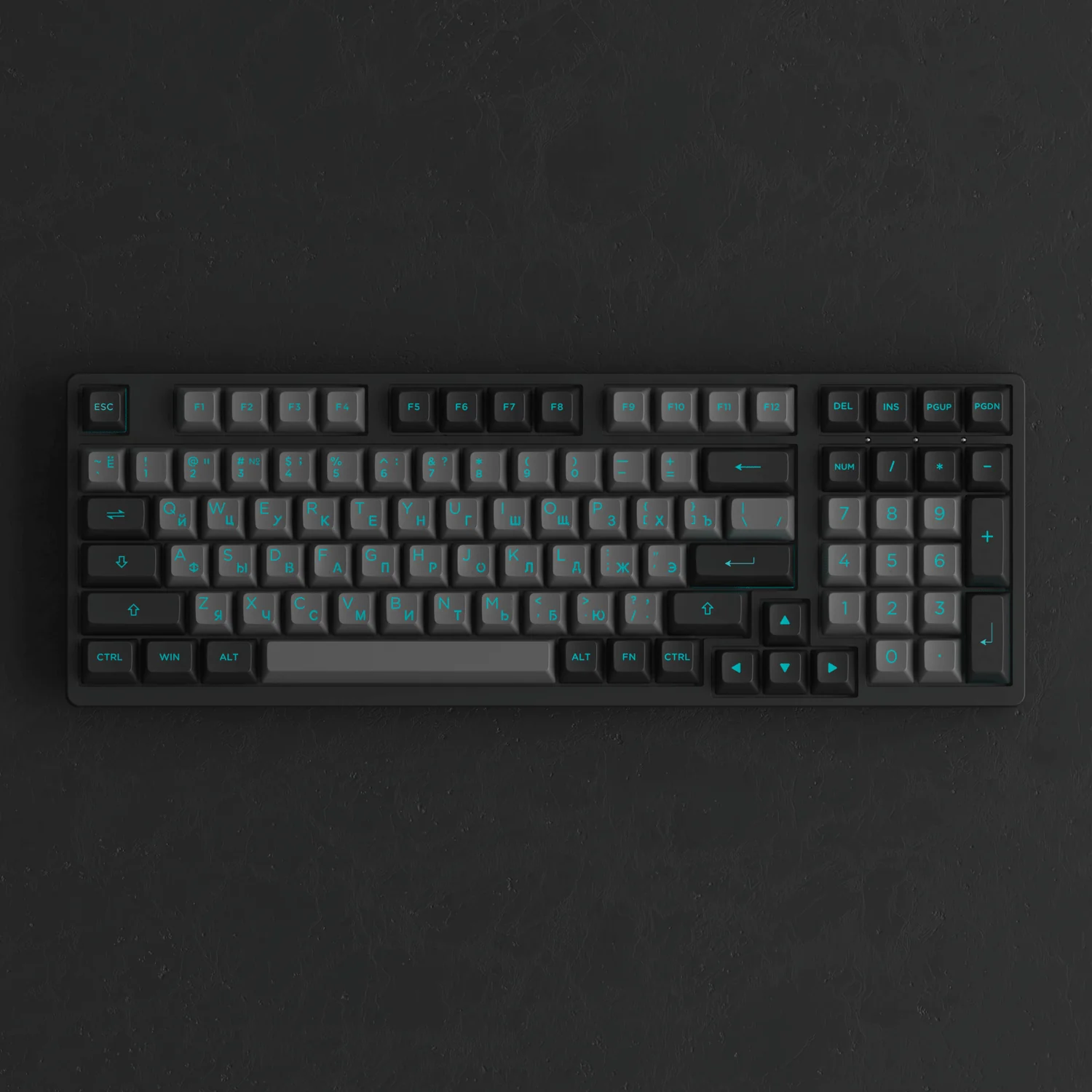 Black & Cyan Cyrillic Tastenkappen Set (98-Tasten) - Image 6