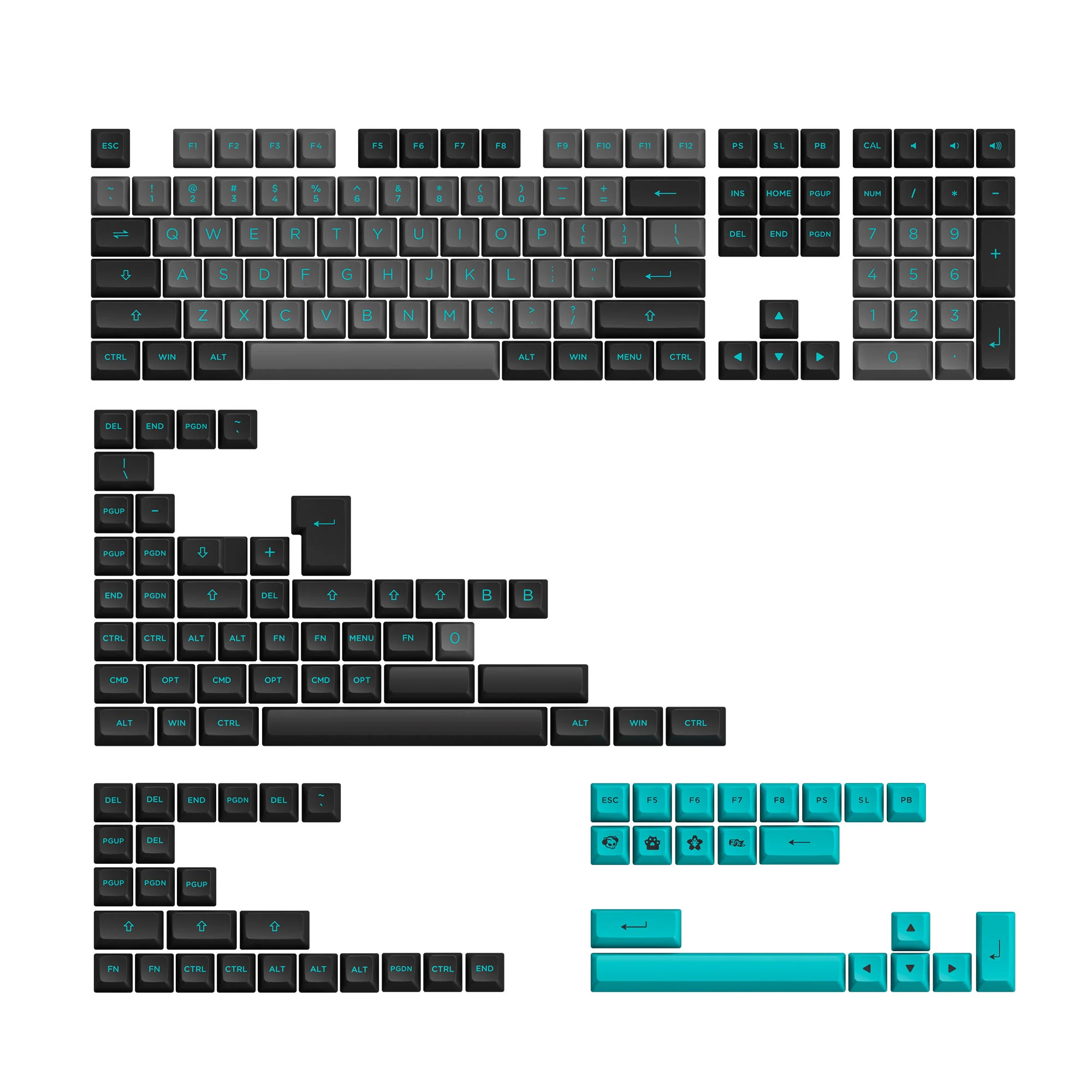 Black & Cyan Tastenkappen Set (197 Tasten) - Image 9