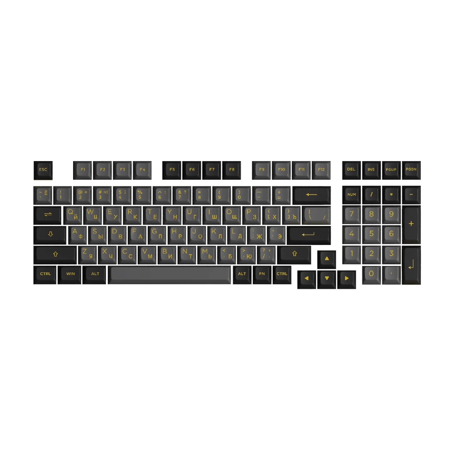 Black & Gold Cyrillic Tastenkappen Set (98-Tasten)