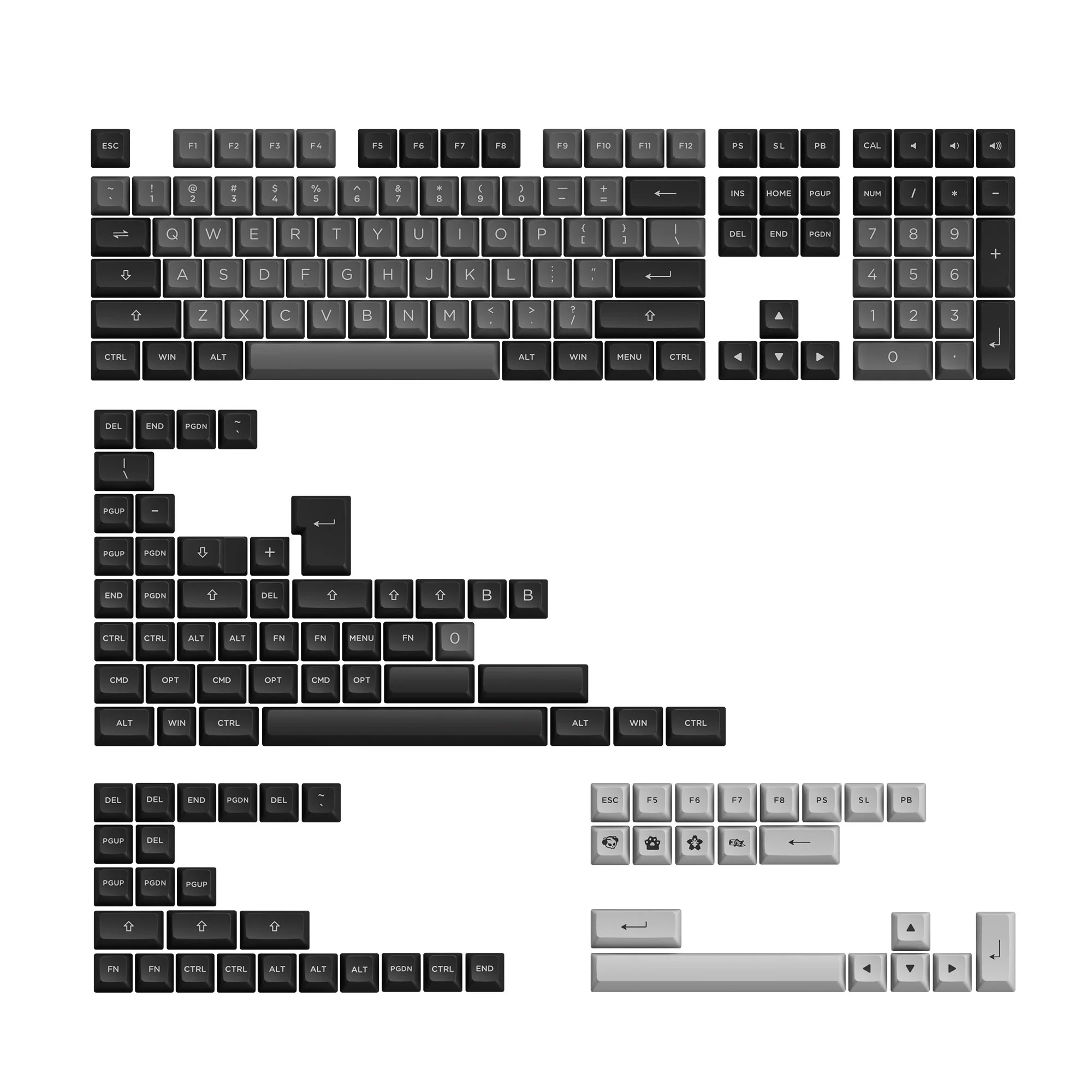 Black & Silver Tastenkappen Set (197 Tasten) - Image 9