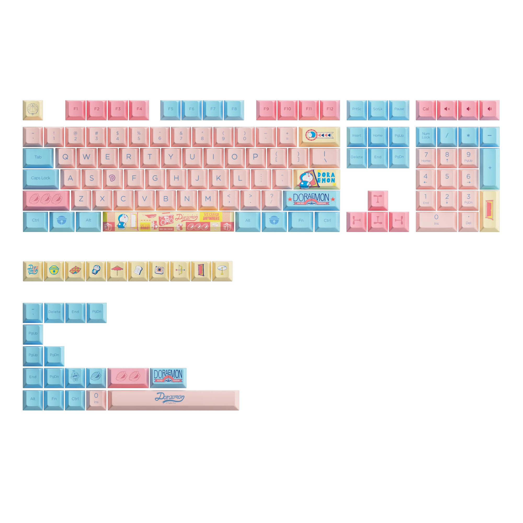 Doraemon Macaron Tastenkappen Set (136 Tasten)