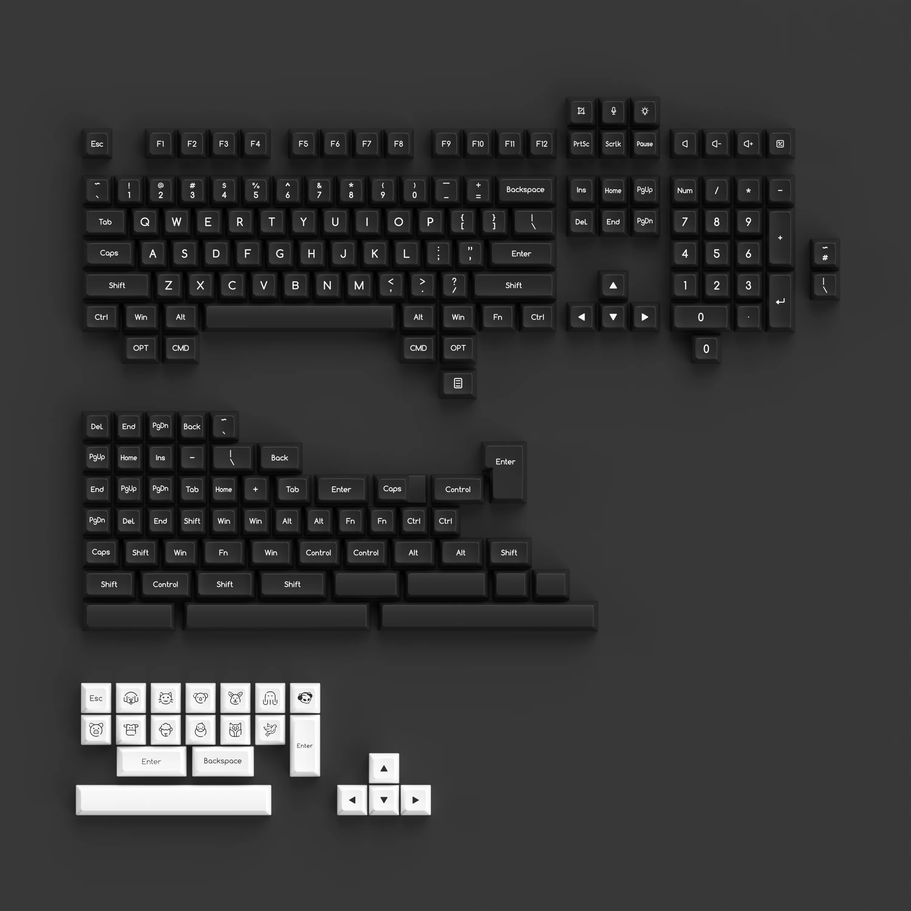 White on Black ABS SAL Tastenkappen Set (195 Tasten) - Image 3